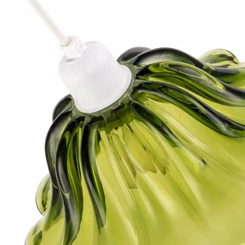 Happy Homewares Modern Scallop Moulded Glass Pendant Light Shade in Green, W/D/H: 10 x 10 x 26 cm – 2