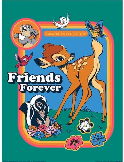 Disney Friends Forever Bambi Multicolour Floral Paper Poster – 1