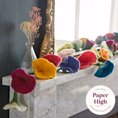 Paper High Handcrafted Felt Flower Garland, Multicoloured, Length: 160 cm – 7