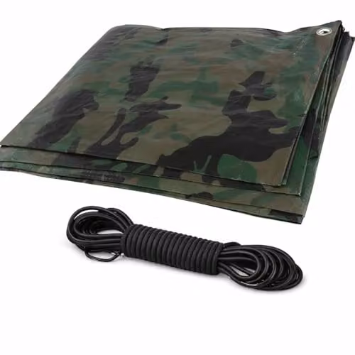 SolaDirect Multicolour Camouflage Tarpaulin with Aluminium Eyelets and Bungee Rope – 2
