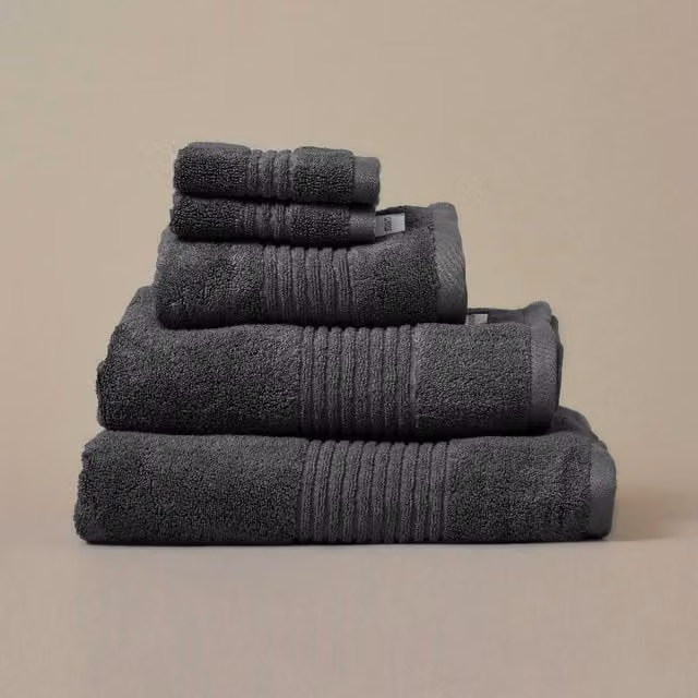 Misona Pack of 2 Ultra Soft Bamboo and Cotton Hand Towels, 580GSM, Grey, W: 50 cm, H: 70 cm