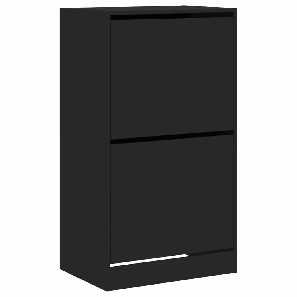 Berkfield Home Modern Black Shoe Cabinet with 2 Tilting Compartments, W/D/H: 60 x 42 x 108 cm – 2