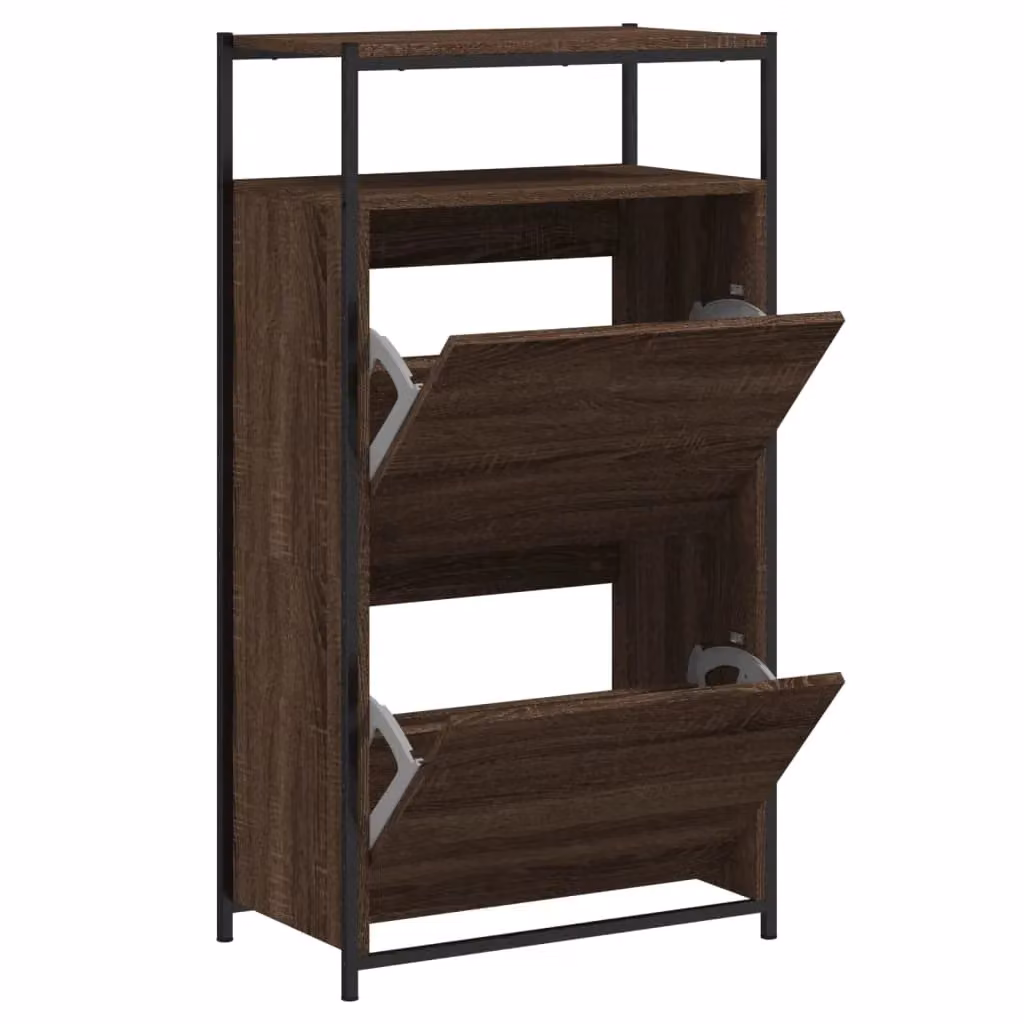 Berkfield Home Brown Oak Shoe Cabinet W/D/H: 60 x 34 x 112 cm – 2