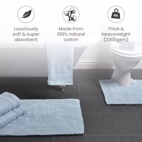 Allure Bath Fashions Reversible Cotton Bath Mat, W: 53 cm, D: 85 cm, Blue – 3