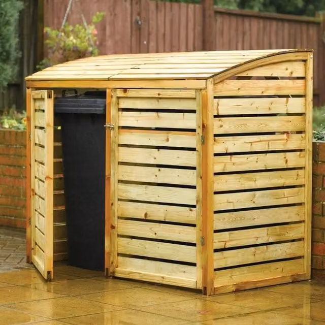 Rowlinsons Double Bin Store, Brown, W: 156 cm, D: 82 cm, H: 128 cm