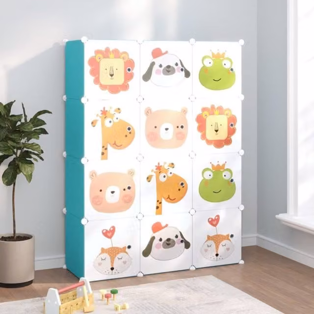 Berkfield Home Green 12-Cube Storage Cabinet for Children