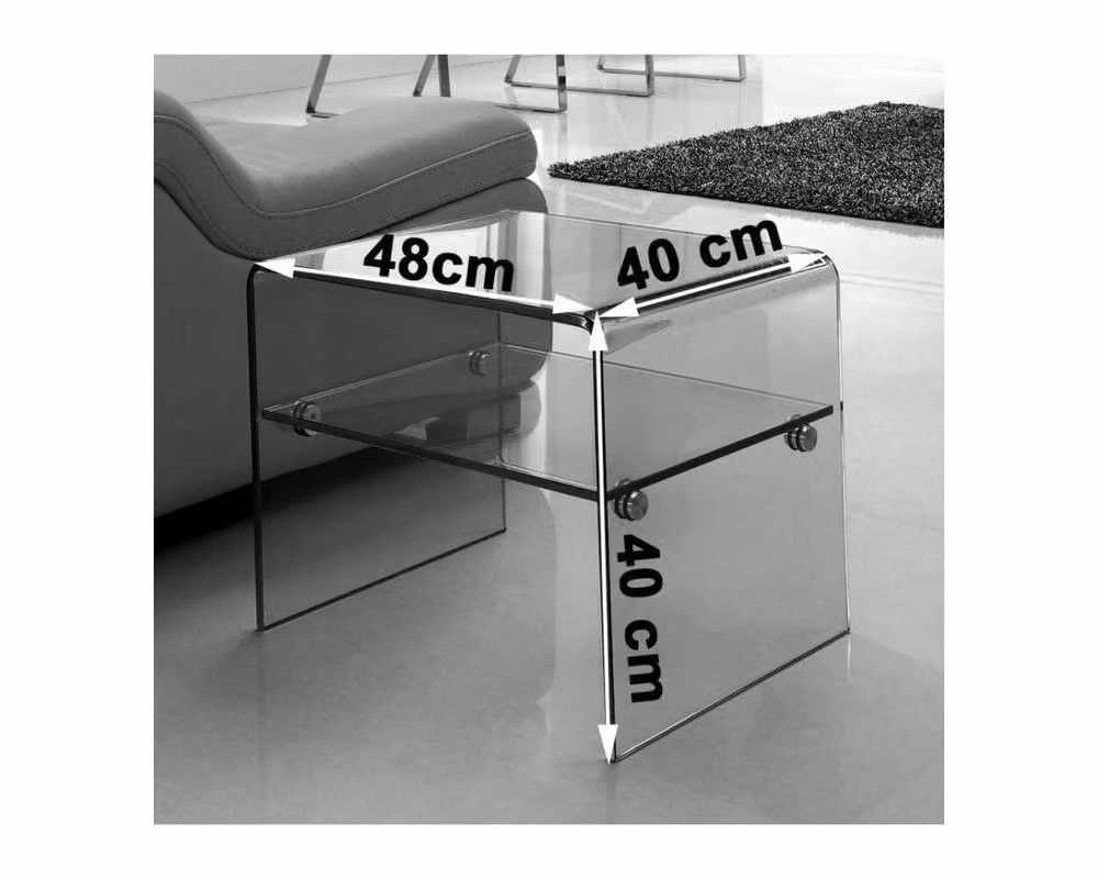 Thats Furniture Luna Modern Square Clear Glass Side Table W/D/H: 40 x 40 x 40 cm – 2