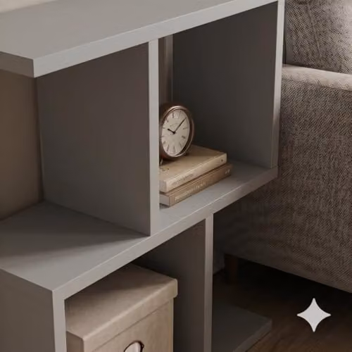 Shefa Eden 60 Narrow Side Table with 2-Tier Storage Shelf, Grey – 3
