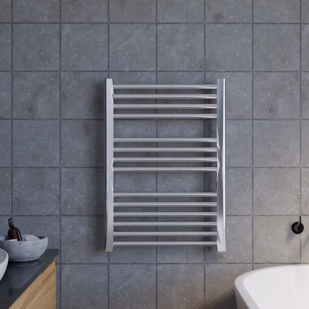 Balterley Heated Vertical Towel Rail with Straight Rails, Chrome, Silver, H: 70 cm, W: 50 cm, D: 5 cm – 2