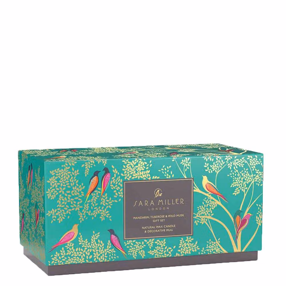 Sara Miller London Mandarin, Tuberose & Wild Musk Candle Gift Set in Green and Gold – 2