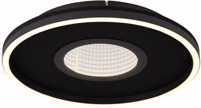 Netlighting Emory Integrated LED Semi Flush Ceiling Light, Matt Black, Warm White 3000K