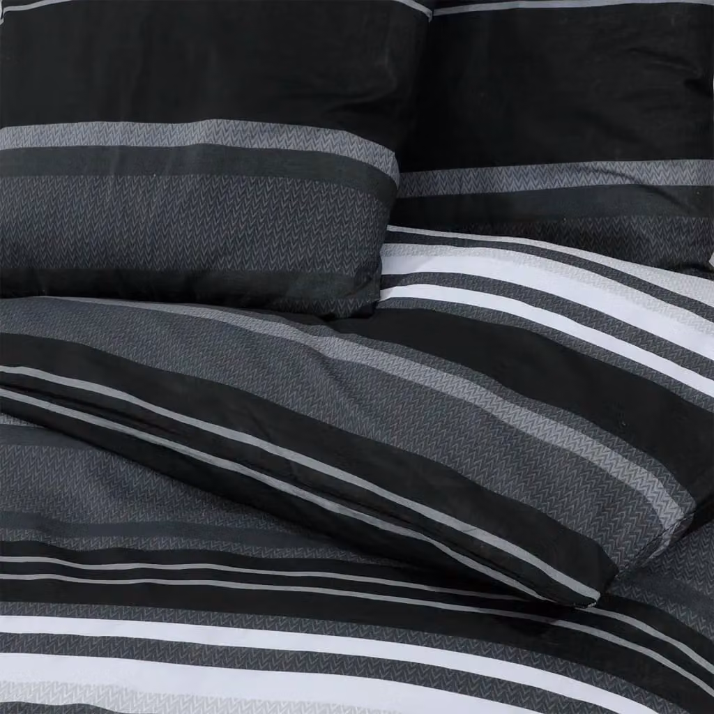 Berkfield Home Striped Cotton Duvet Cover and Pillowcase Set in Black and White, W: 260 cm, H: 220 cm – 5