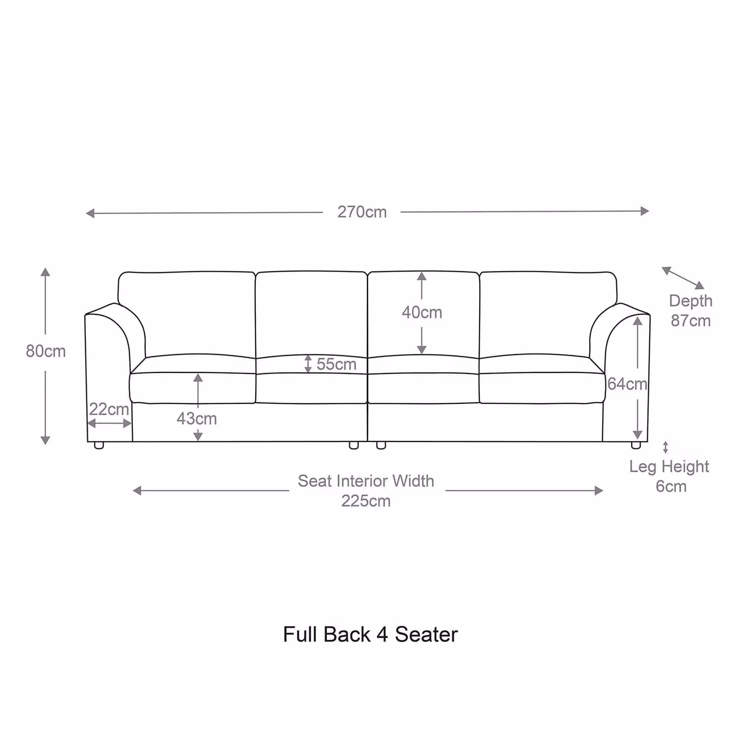 Luxor Living 4 Seater Jumbo Cord Fabric Sofa in Black – 3