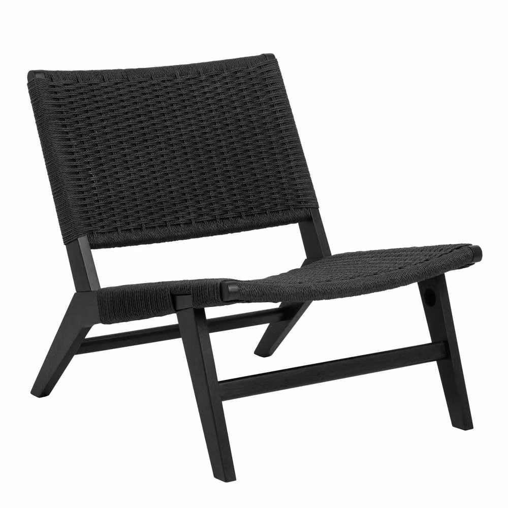 Wyld Haus Wigletree Black Oak Look Lounge Chair with Handwoven Paper Seat and Armrests – 2