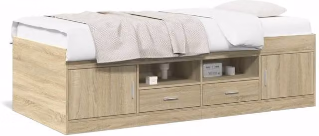Berkfield Home Daybed with Drawers in Sonoma Light Oak, W/D/H: 90 x 200 cm