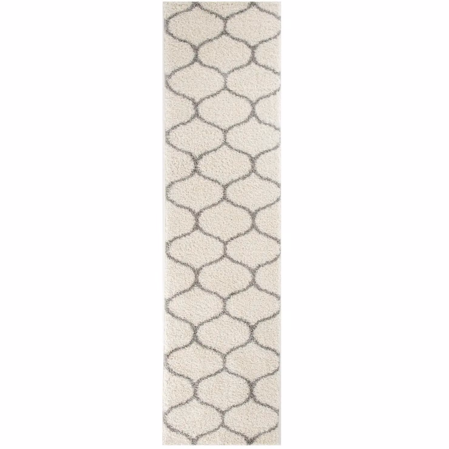 THE RUGS Soft Trellis Moroccan Shaggy Rug, Ivory and Grey, W: 120 cm x D: 170 cm – 4