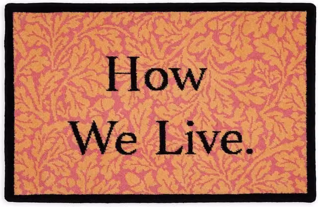 House of Hackney HOW WE LIVE Jeremy Deller Floral Doormat, Coral, W: 90 cm, D: 60 cm