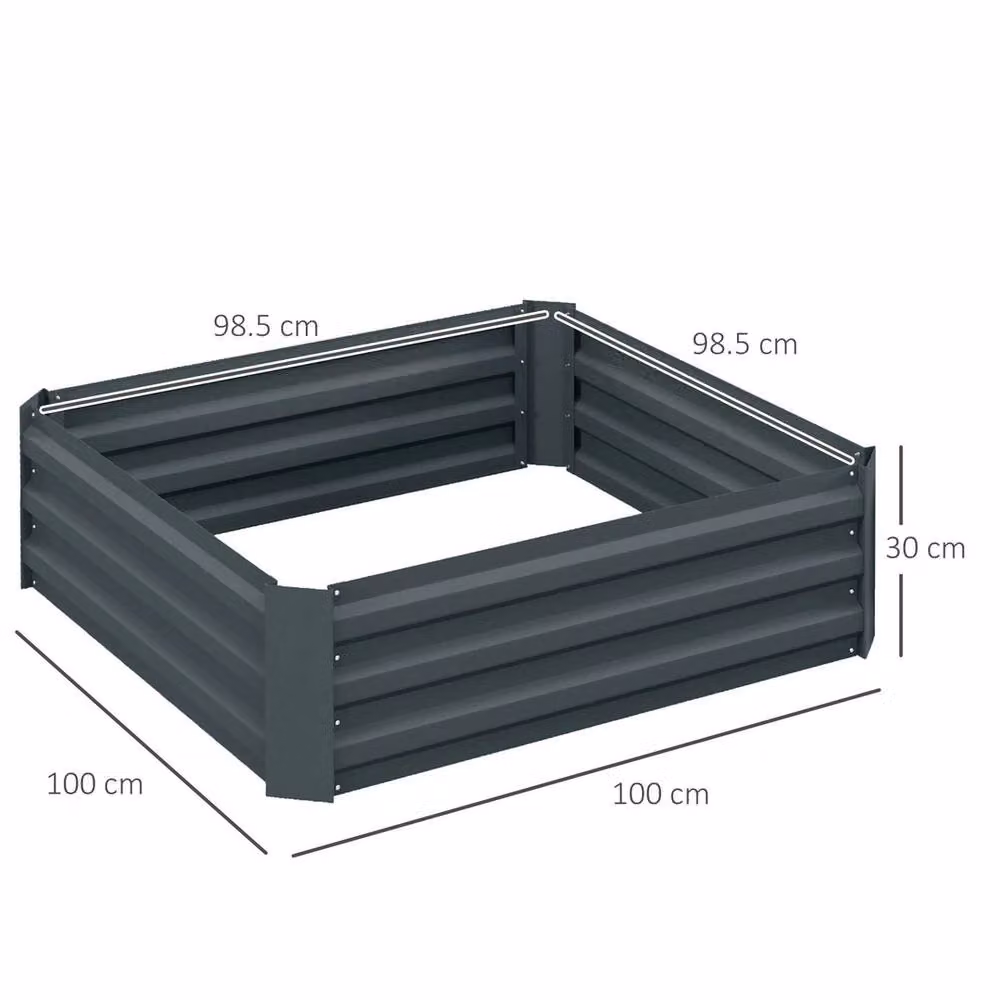 NESTLUNE Set of 2 Grey Galvanised Steel Raised Garden Planter Boxes – 2