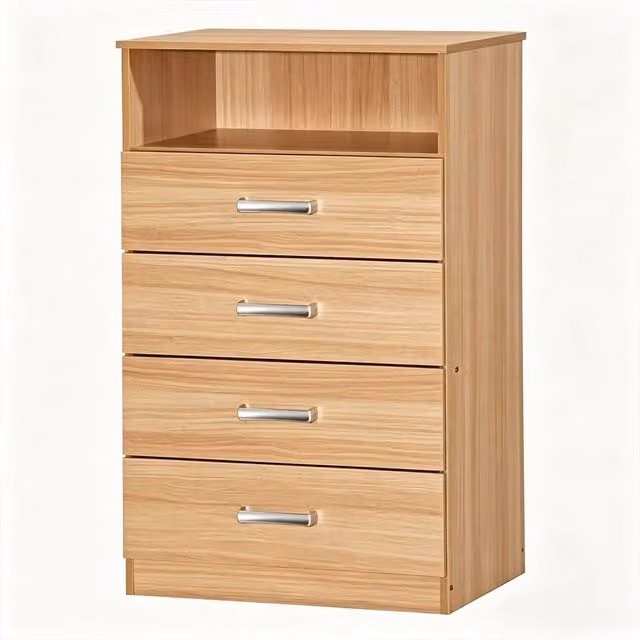 Comfy Living Ltd Modern Oak Effect Chest of Drawers in Light Oak and Brown with Silver Accents