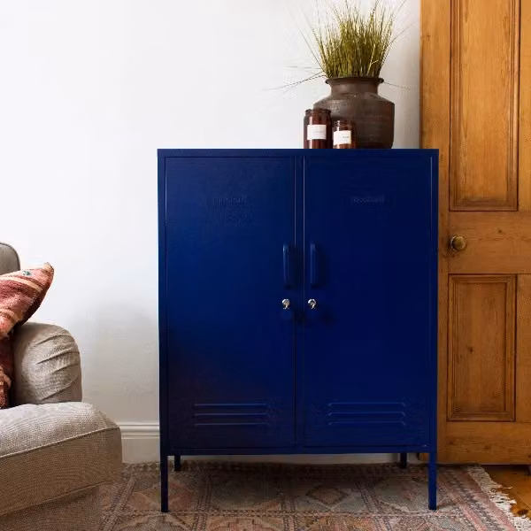 Mustard Made The Midi Storage Locker in Navy Blue, Metal Freestanding Cabinet with Hinged Doors and Internal Shelves, H 111.0 x W 40.0 x D 85.0 cm – 2