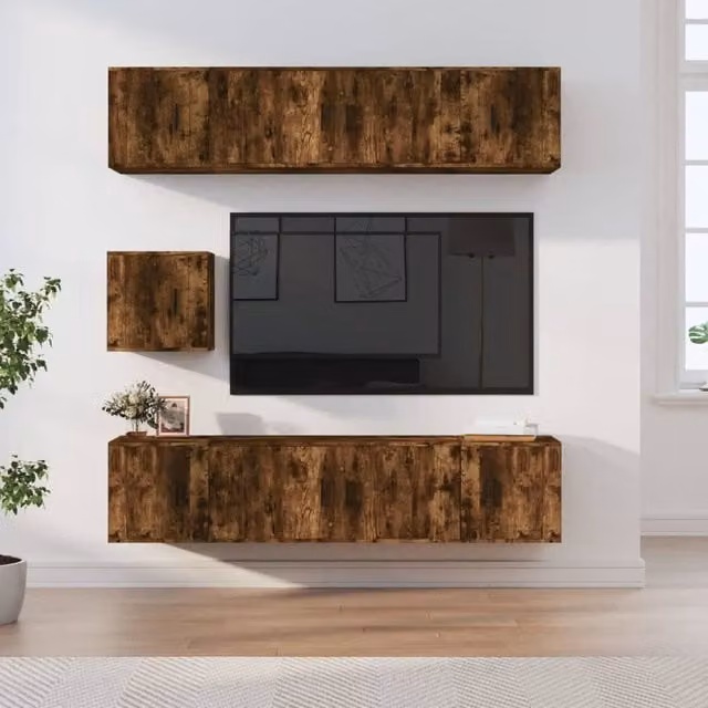 Berkfield Home 7 Piece Classic TV Cabinet Set in Smoked Oak Brown Engineered Wood