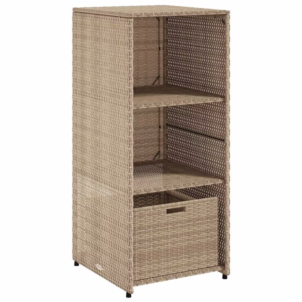 Berkfield Home Garden Storage Cabinet in Beige Poly Rattan and Metal with Internal Drawers and Shelves, W: 50 cm, D: 55 cm, H: 115 cm – 2