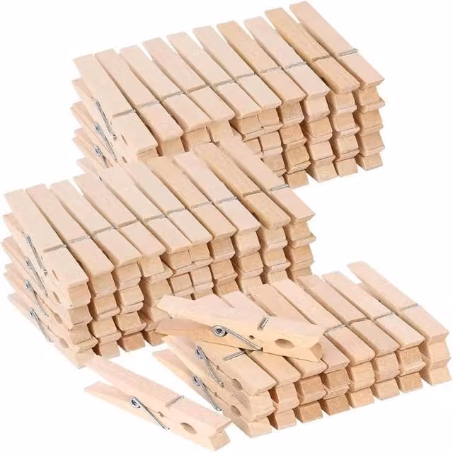 NESTLUNE 100 Wooden Clothes Pegs in Beige – 1