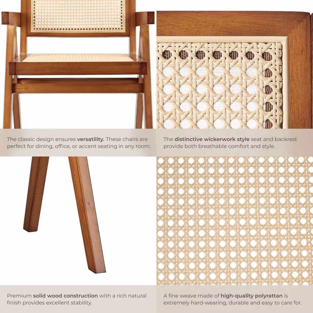 tectake Lizzy Dining Chair Set of 6 in Dark Brown with Oak Wood and Fabric – 4