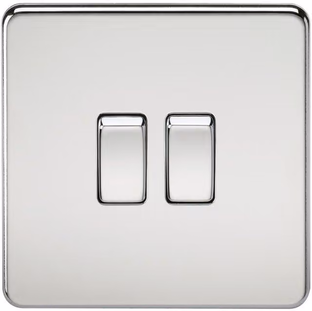 Knightsbridge SF3000PC Screwless 10AX 2G 2-Way Flush Switch in Polished Chrome