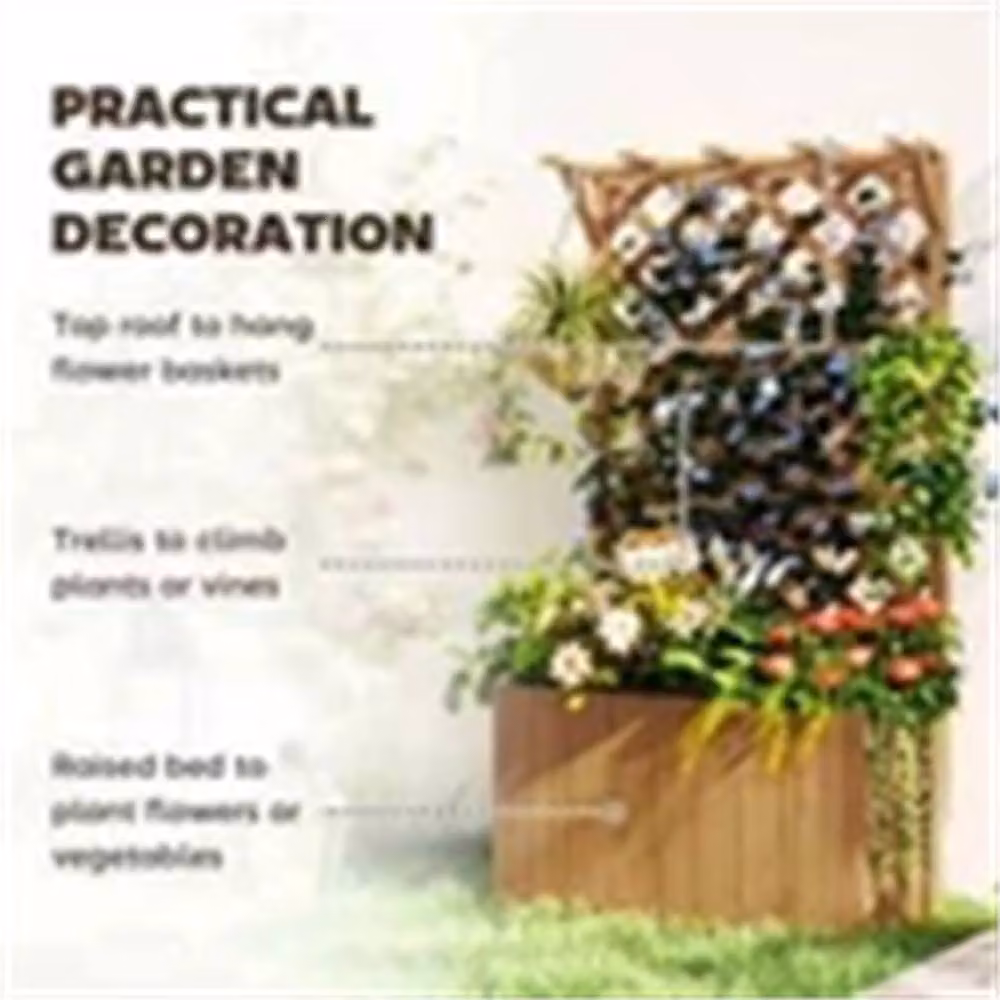 Nordara Trellis Wooden Raised Garden Bed in Brown, W/D/H: 122 x 64 x 33 cm – 4