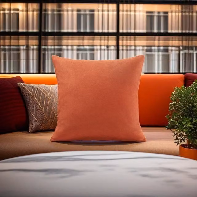 Luxor Living Orange Velvet Chenille Square Cushion, W/D/H: 55 x 55 x 55 cm – 1