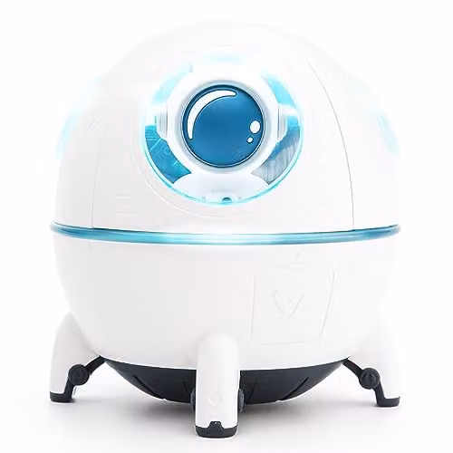 Rio Spaceship Explorer Childrens Essential Oil Diffuser, Humidifier and Night Light in White and Multicolour