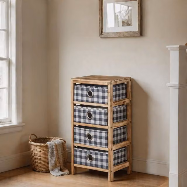 Home Source Wooden 4 Drawer Chest in Brown Coastal Style Bedroom Organiser