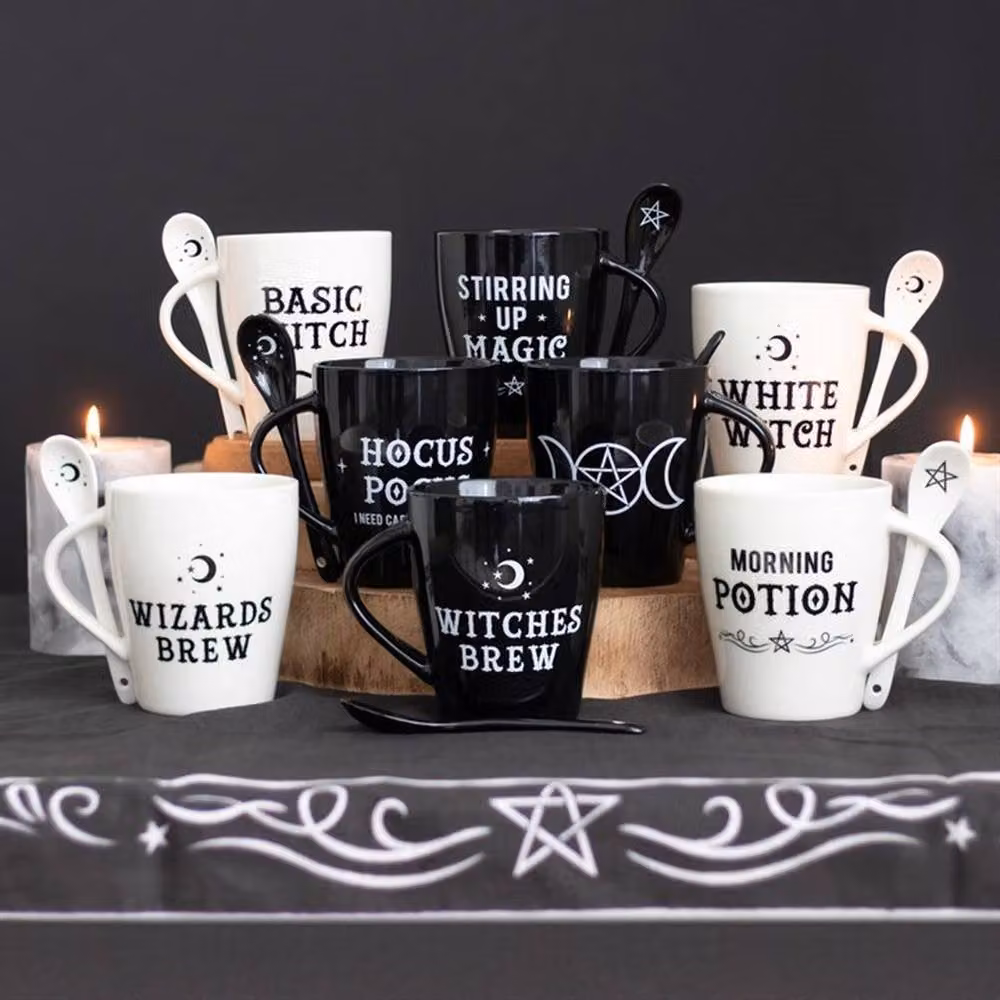 Uniqueful Stirring Up Magic Mug and Spoon Set in Black Ceramic and Bone China – 2