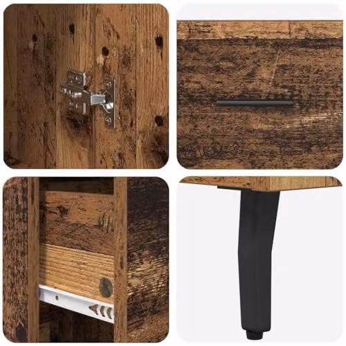 vidaXL Modern Brown Old Wood Highboard Tall Unit with Hinged Doors and Internal Shelves, W/D/H: 34.5 x 34 x 180 cm – 4