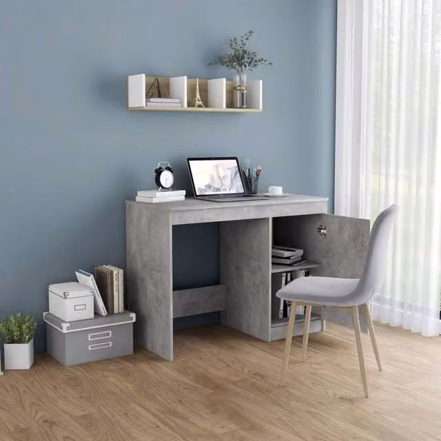 Berkfield Home Modern Writing Desk in Grey, W/D/H: 100 x 50 x 76 cm