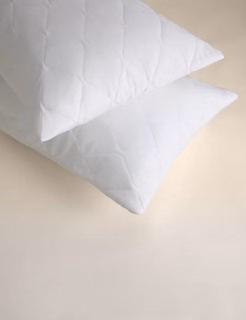 M&S 2 Pack White Cotton Stay Cool Breathable Pillow Protectors