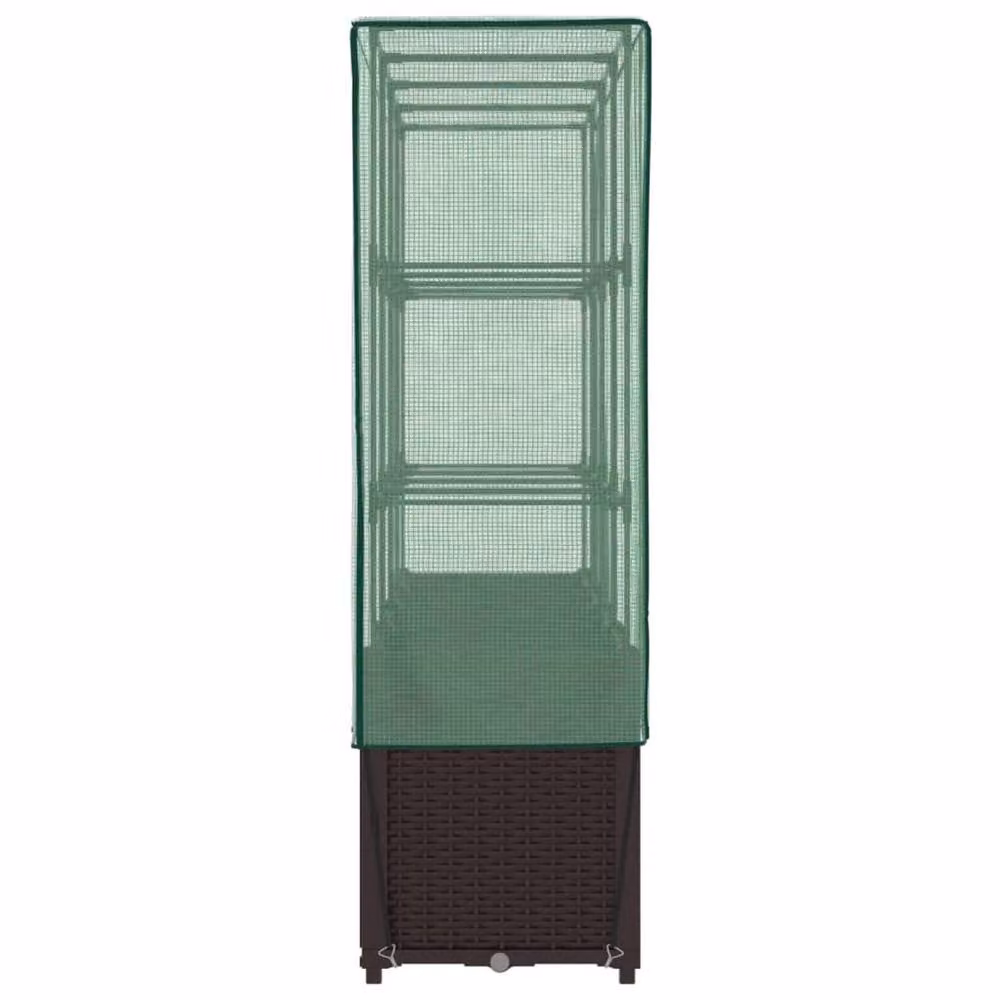 Berkfield Home Raised Bed with Greenhouse Cover in Brown Rattan Look, W/D/H: 160 x 40 x 153 cm – 3