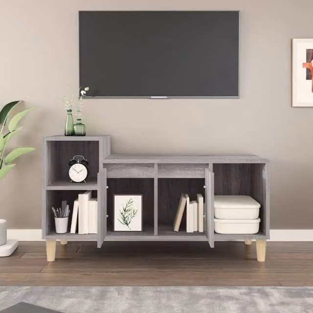 Berkfield Home Grey Sonoma TV Cabinet in Engineered Wood W/D/H: 100 x 35 x 55 cm