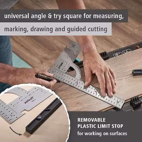 Wolfcraft Universal Angle and Try Square in Grey and Silver, 30.3 cm – 2