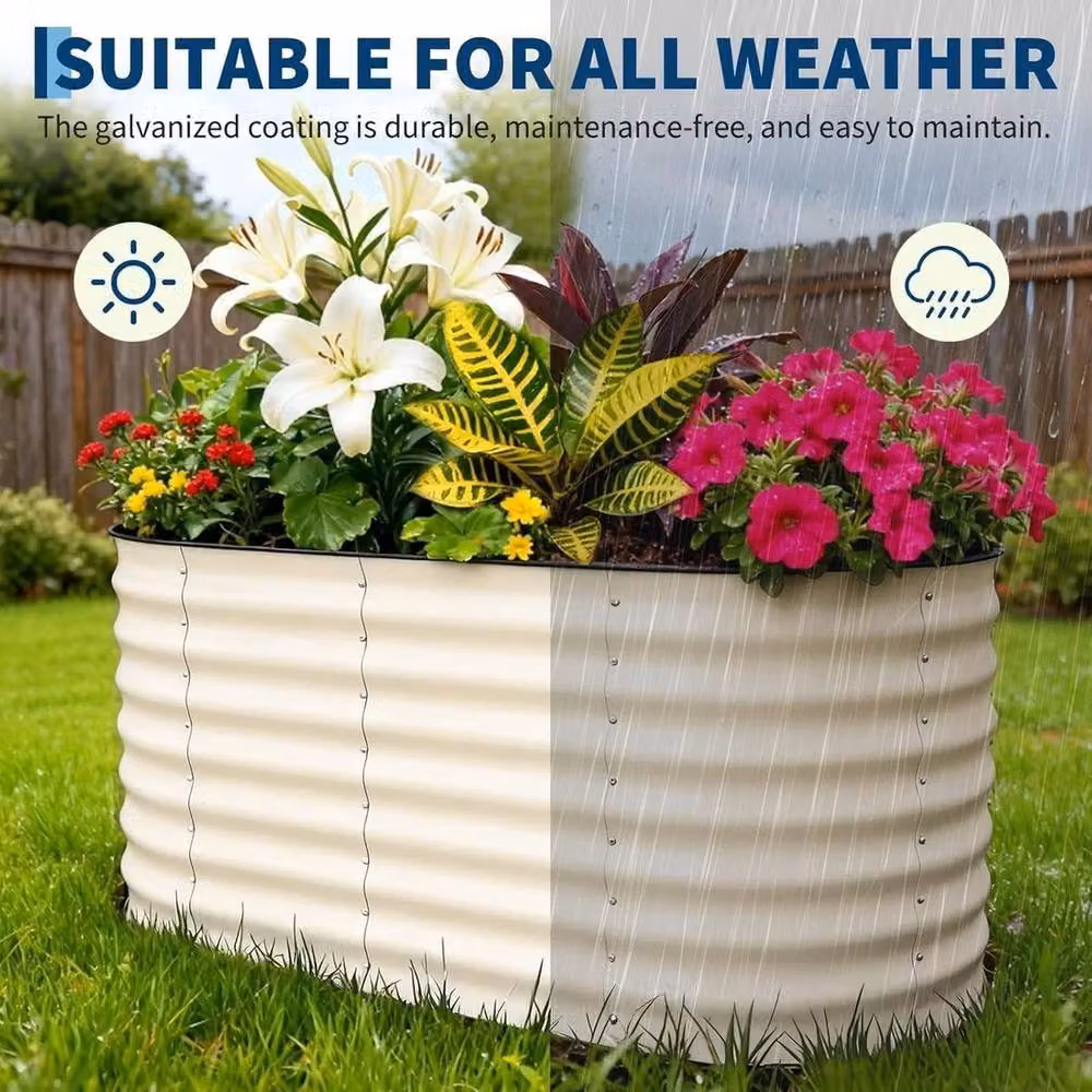 Nordara 2 Galvanised Steel Raised Planter in White, W/D/H: 121.92 x 60.96 x 60.96 cm – 4