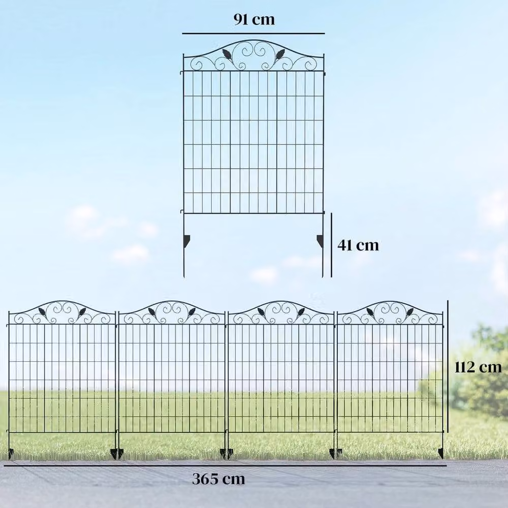 EONLION Black Decorative Garden Fence, 4 Panels, Height: 100 cm – 2