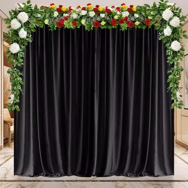 Trimming Shop Wrinkle-Free Spandex Backdrop Curtain, Black, W: 900 cm, H: 300 cm