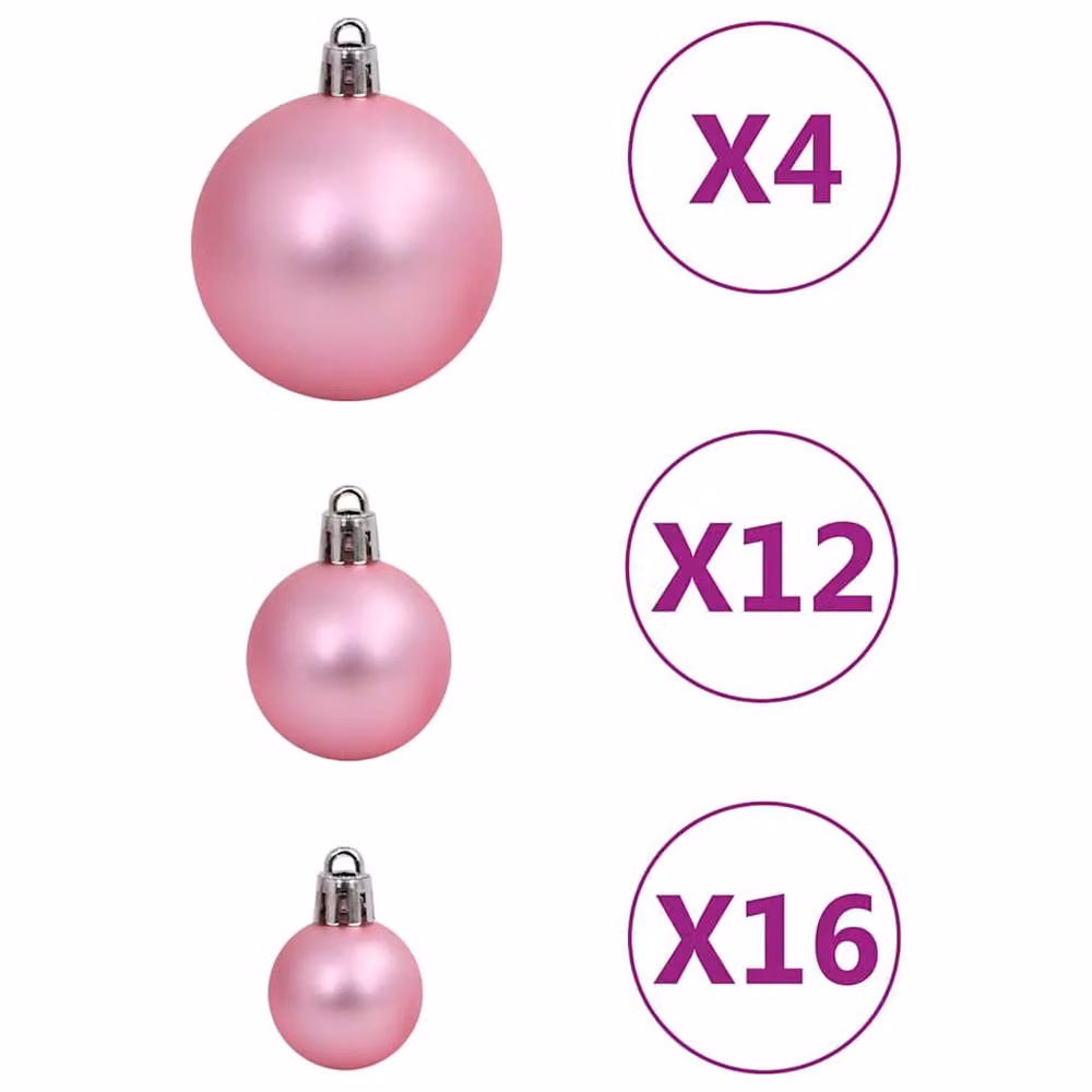 Berkfield Home 111 Piece Pink Christmas Bauble and Tree Topper Set – 4