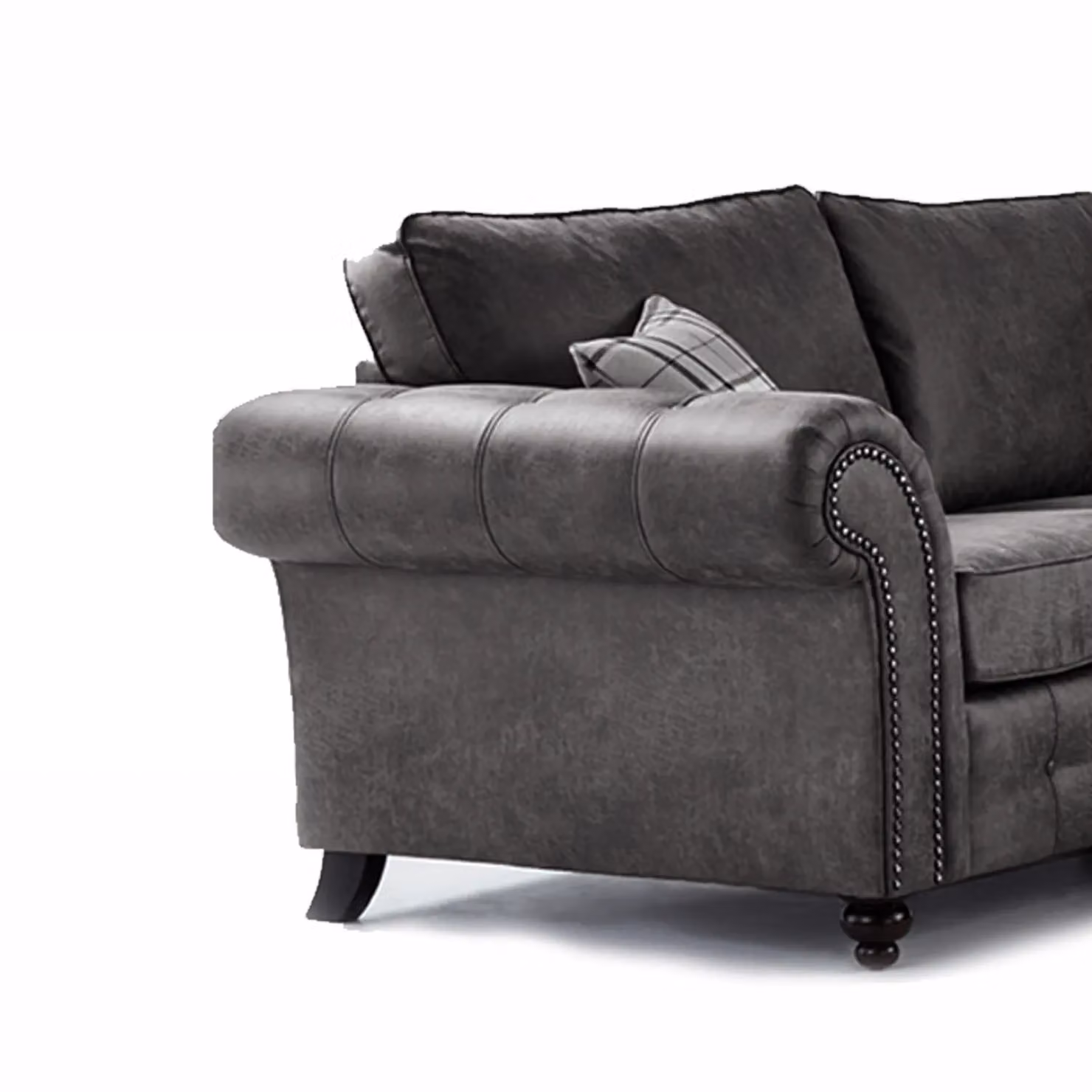 Furnishings For Less UK Oakland Charcoal Chesterfield 5 Seater L Shape Right Facing Corner Sofa – 2