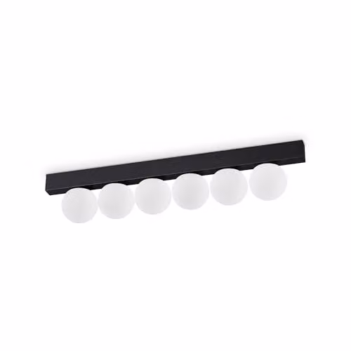 Netlighting Ping Pong 6 Light Globe Ceiling Light in Black with 1500Lm and 3000K Warm White Glass Spheres – 1