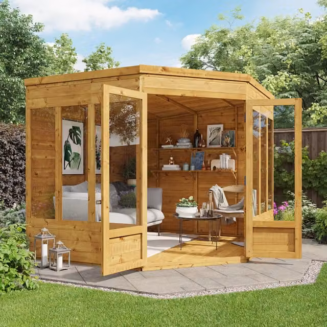 BillyOh Picton Corner Summerhouse in Brown and White with Window
