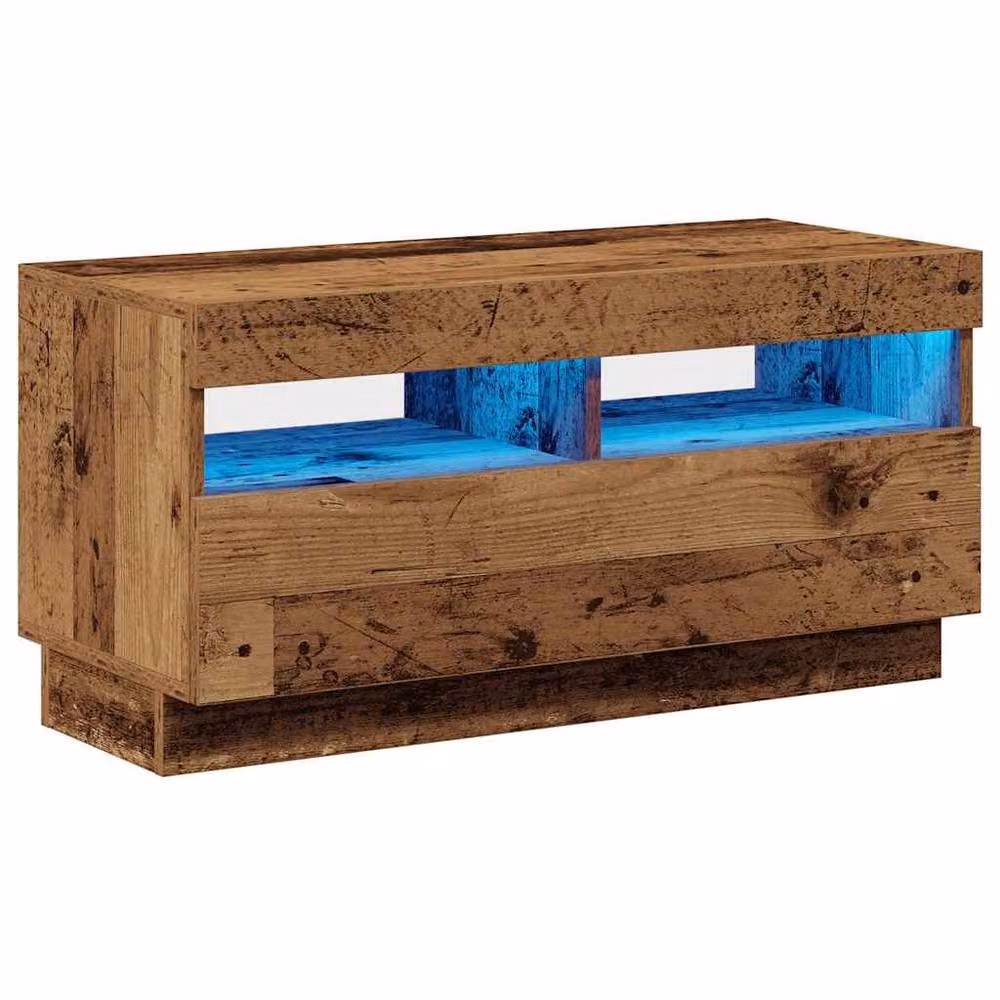 Berkfield Home TV Cabinet with LED Lights in Old Wood, W/D/H: 80 x 35 x 40 cm – 3