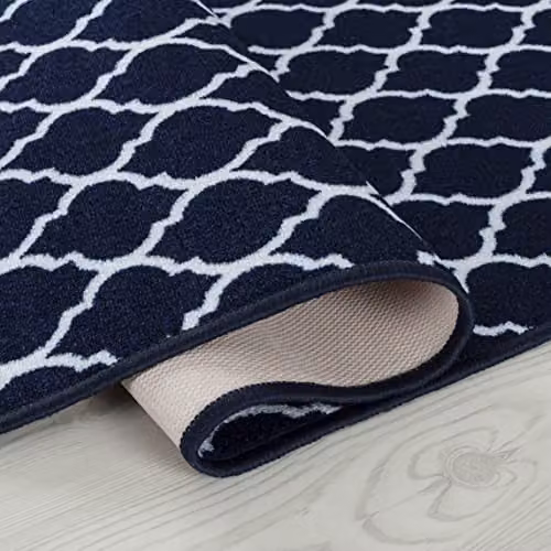 Desire Rugs Havana Trellis Non-Slip Washable Indoor Runner Mat, Blue, W: 80 cm, L: 300 cm – 2