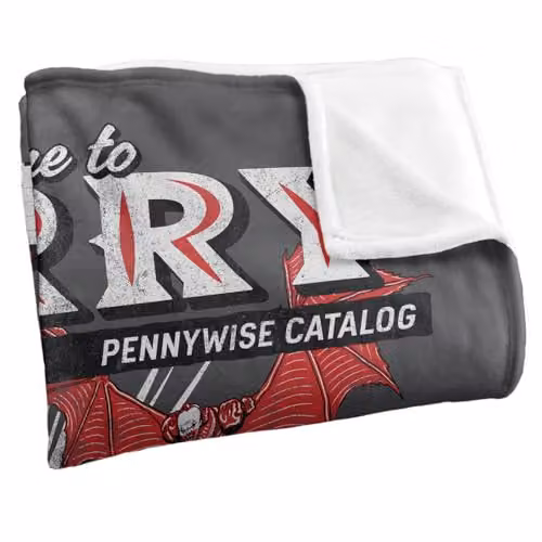 Warner Bros. Welcome To Derry Pennywise Catalogue Super Soft Fleece Throw Blanket, Multicolour, W: 127 cm x D: 152.4 cm – 2